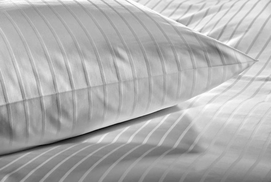 Streifensatin Bettwäsche, Weiß, Einzelgrößen günstig online kaufen