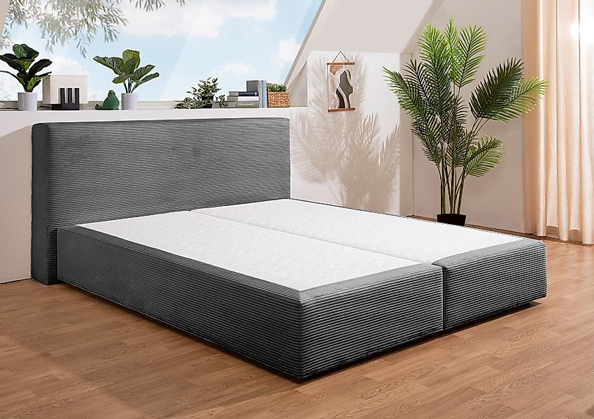 andas Boxspringbett "Åby", In Cord Bezug, wahlweise mit und ohne Matrazte e günstig online kaufen