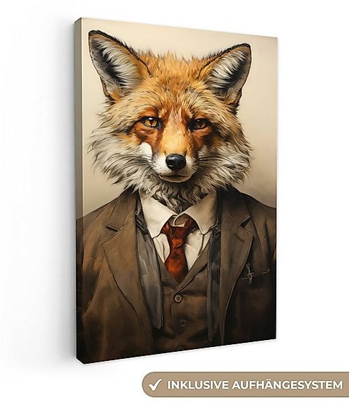 OneMillionCanvasses® Leinwandbild Vintage - Fuchs - Anzug - Tiere - Licht, günstig online kaufen