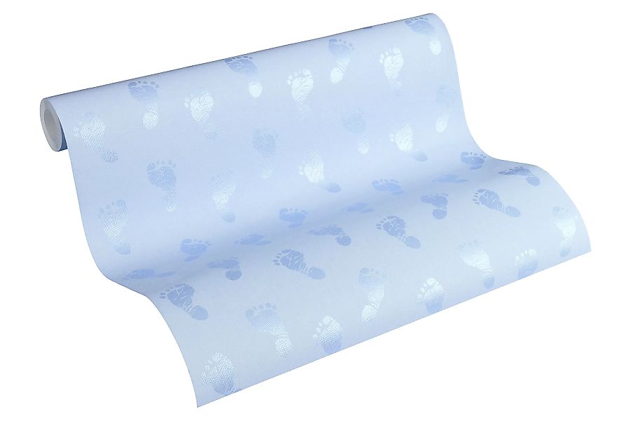 Bricoflor Babyzimmer Tapete in Hellblau Fußabdrücke Tapete mit Babyfüßen Id günstig online kaufen