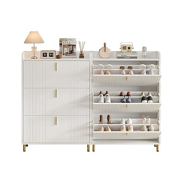 MODFU Schuhschrank in Mattweiß mit goldenen Metallfüßen (Schuhkommode, 2-St günstig online kaufen