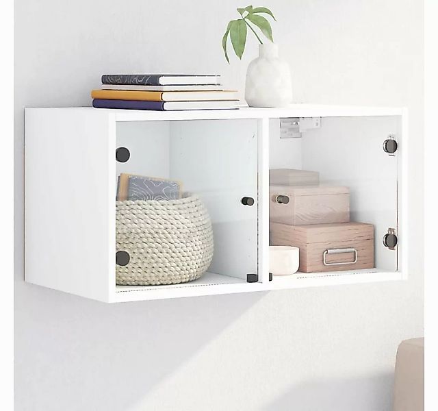 vidaXL Hängeschrank Wandschrank mit Glastüren Weiß 68,5x37x35 cm (1-St) günstig online kaufen