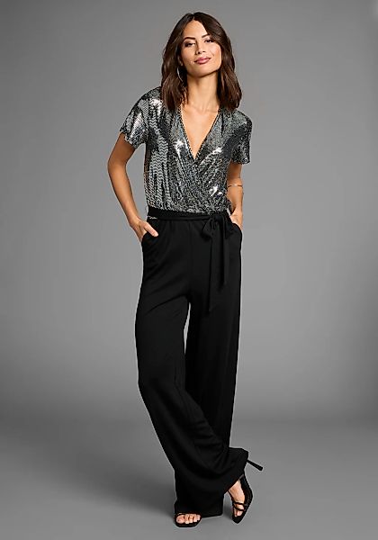 Laura Scott Jumpsuit, mit Glitzereffekten und Gürtel günstig online kaufen