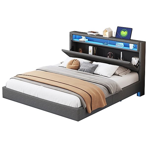 OKWISH Polsterbett Stauraumbett mit USB-Steckdose und günstig online kaufen