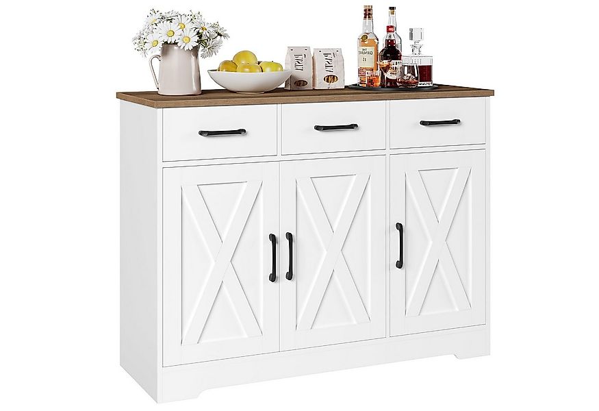 HOMECHO Sideboard, Küchenschrank mit 3 Schubladen und 3 Türen für Küche, We günstig online kaufen