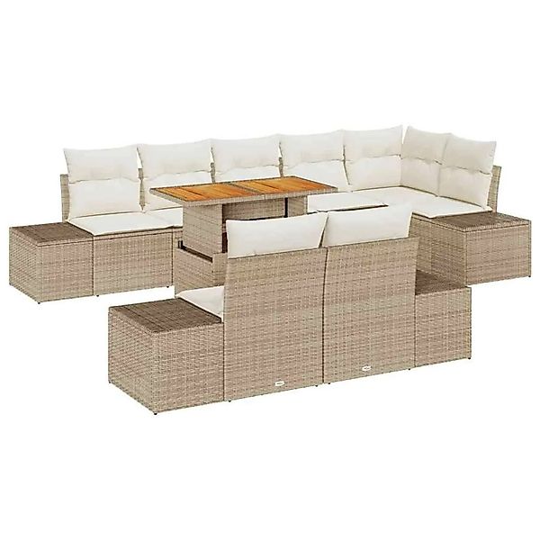 vidaXL Garten Essgruppe mit Kissen 9-Tlg Beige und Creme 3349980 günstig online kaufen