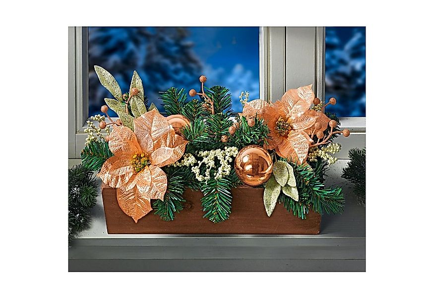 3PAGEN Blumenkasten Balkonkasten mit Weihnachtsschmuck 40cm Kugeln und Glit günstig online kaufen