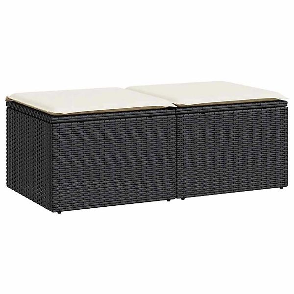 vidaXL 2-Tlg Garten-Sofagarnitur mit Kissen Schwarz Poly Rattan 3328679 günstig online kaufen