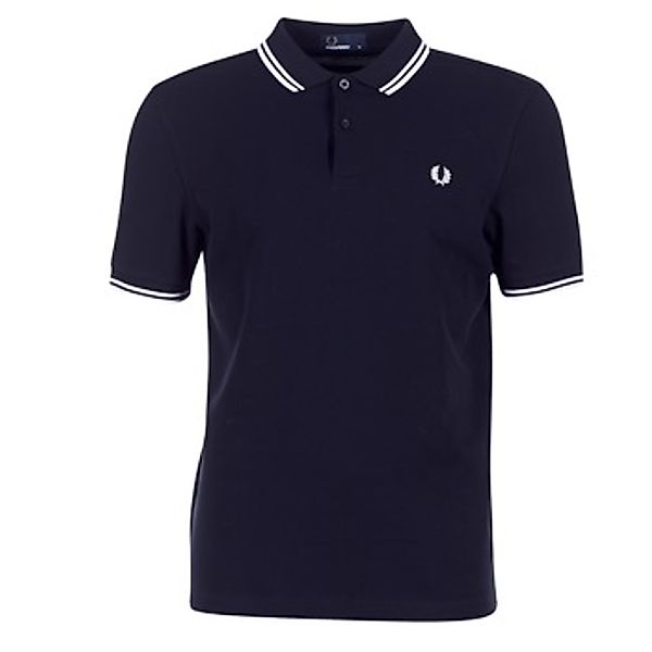 Fred Perry Polo Marine Dunkelblau mit weißen Doppelstreifen - Größe XXL günstig online kaufen