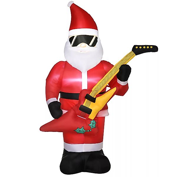 Outsunny 215 cm Aufblasbarer Weihnachtsmann mit E-Gitarre Aufblasbare Weihn günstig online kaufen