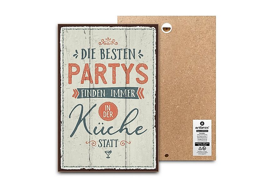 ARTFAVES Holzbild Schild mit Spruch - DIE BESTEN PARTYS FINDEN IMMER IN DER günstig online kaufen