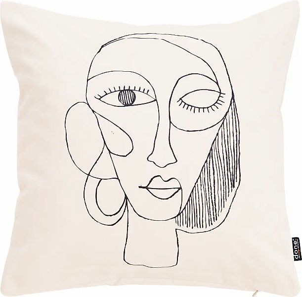 done. Dekokissen "Velour Print Line Drawing" Beidseitig bedruckte Kissenhül günstig online kaufen