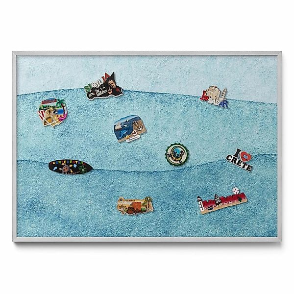 Tulup Magnettafel Magnetboard Gerahmt für Urlaubsmagnete Aquarell Blaue Wel günstig online kaufen