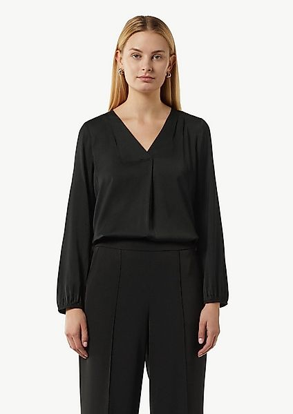 comma Langarmbluse Bluse Satinbluse mit V-Ausschnitt günstig online kaufen