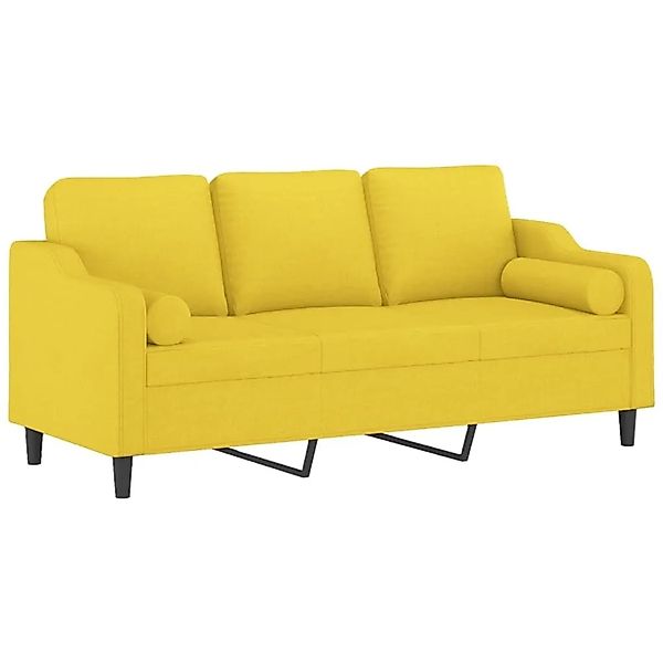 vidaXL 3-Sitzer-Sofa mit Zierkissen Hellgelb 180 cm Stoff 3200858 günstig online kaufen
