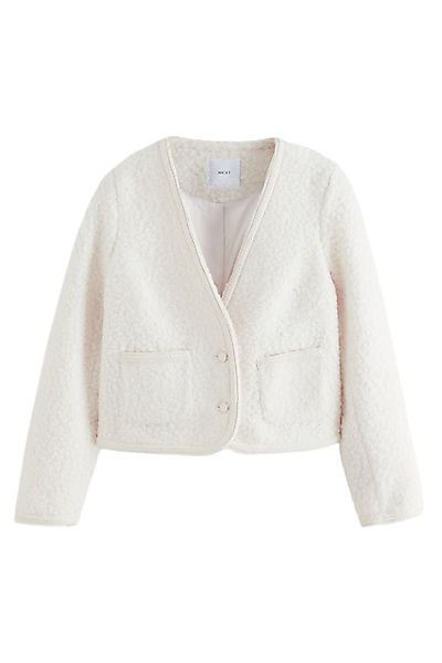 Next Bouclèjacke Flauschige Bouclé-Jacke mit V-Ausschnitt günstig online kaufen