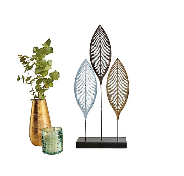 Home-trends24.de Dekoobjekt Metall Deko Objekt Blätter Skulptur Wohnaccesso günstig online kaufen