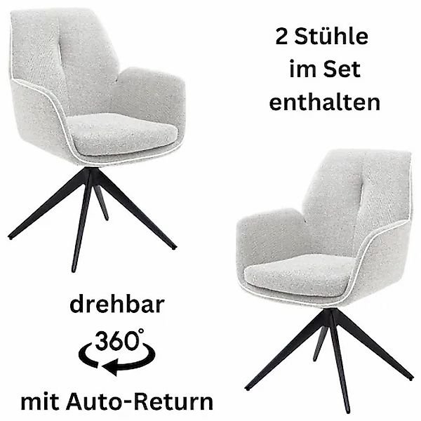 Stolkom Armlehnstuhl »Enja« (Set) 2 Stk. Stoffbezug 360 grad drehbar mit Au günstig online kaufen