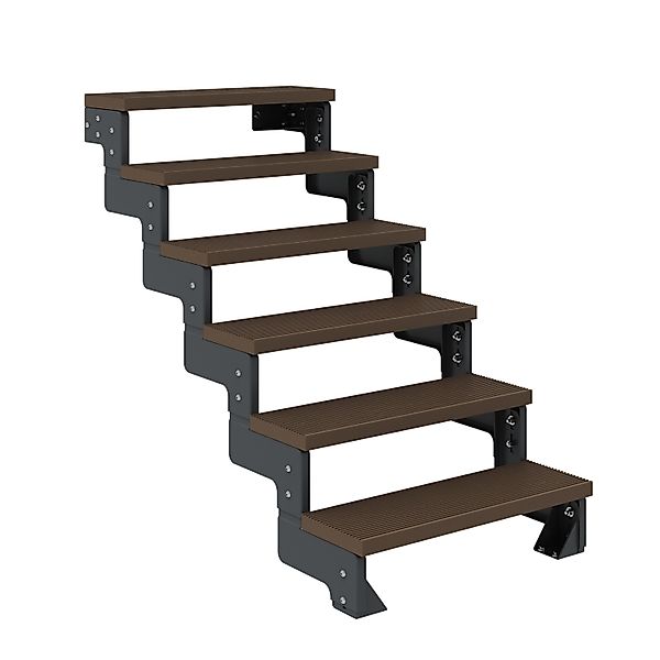 Dolle Außentreppe Gardentop Anthrazit 6 Stufen 100 cm Braun Ohne Geländer günstig online kaufen