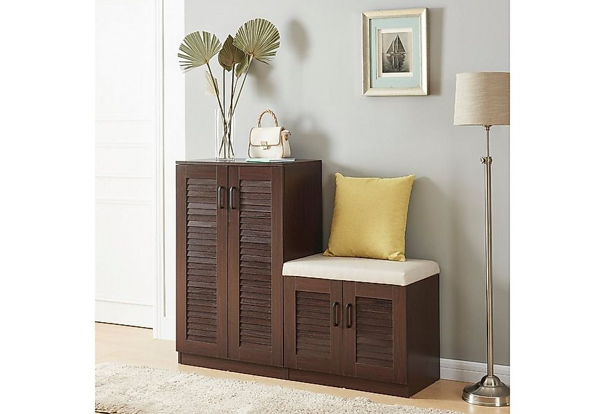 en.casa Schuhschrank »Løten« 120 x 36 x 97cm mit Sitzbank Wenge günstig online kaufen