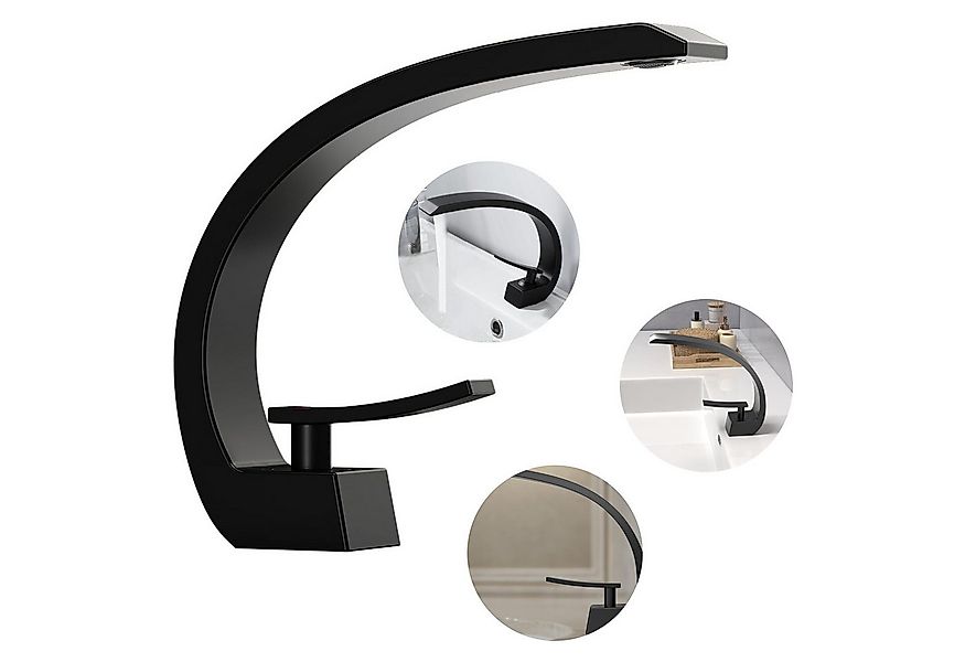 OKWISH Waschtischarmatur Wasserfall Bad Wasserhahn Küchenarmatur Einhebel ( günstig online kaufen