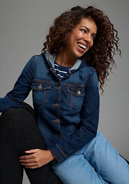 Arizona Jeansjacke mit Kapuze mit Kapuze, Regular Fit, mit Knopfleiste, mit günstig online kaufen