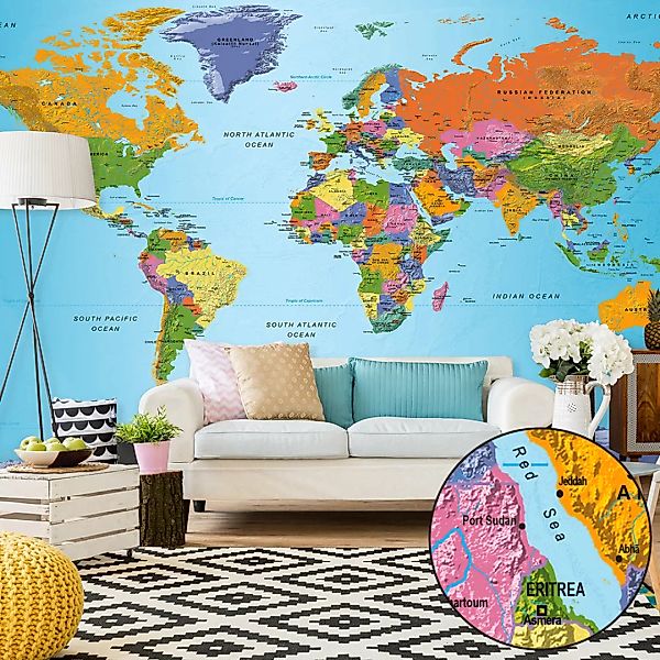 Xxl Tapete - World Map: Colourful Geography Ii günstig online kaufen