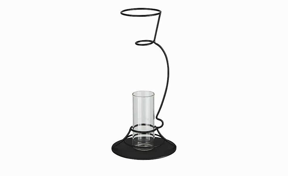 HOME STORY Vase im Metallständer   ¦ schwarz ¦ Metall,Glas ¦ Maße (cm): H: günstig online kaufen