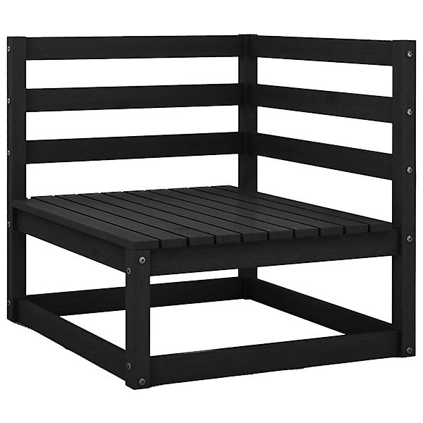vidaXL Sofaelement 3-tlg. Garten-Lounge-Set Schwarz Massivholz günstig online kaufen