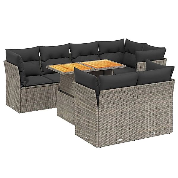 vidaXL 8-Tlg Garten-Sofagarnitur mit Kissen Grau Poly Rattan 3270710 günstig online kaufen