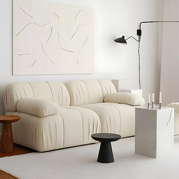 JVmoebel Sofa Couch Zweisitzer Sofa 2 Sitzer Polstersofa Beige Stoffsofa Mo günstig online kaufen