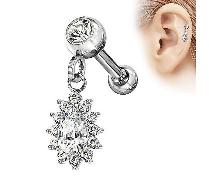 Taffstyle Piercing-Set Tragus Ohr Knorpel mit Kristall Tropfen Anhänger, St günstig online kaufen