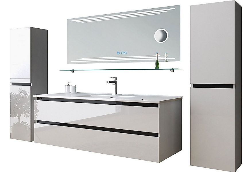 Homeline Badmöbel-Set Badmöbel-Set Dennizz badmöbel Set Weiß Kosmetik Spieg günstig online kaufen