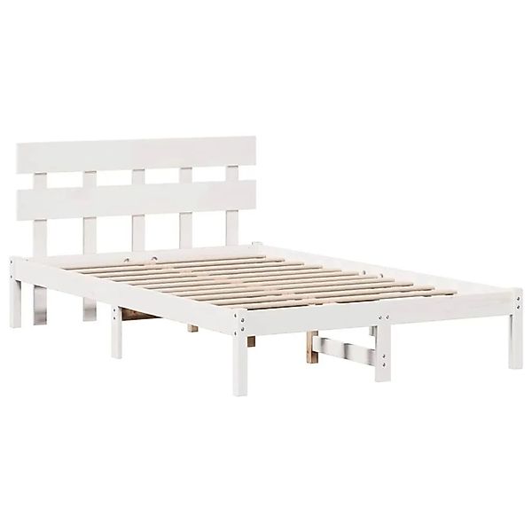 vidaXL Bettgestell mit Kopfteil Weiß 135 x 190 cm Massivholz Kiefer 872174 günstig online kaufen