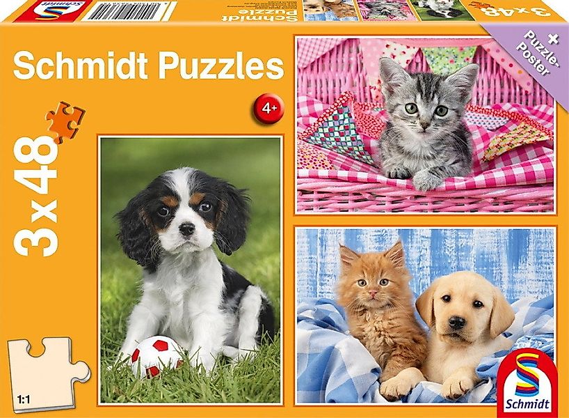 Schmidt Spiele Puzzle 3 x 48 Teile Kinder Puzzle Meine liebsten Haustierbab günstig online kaufen