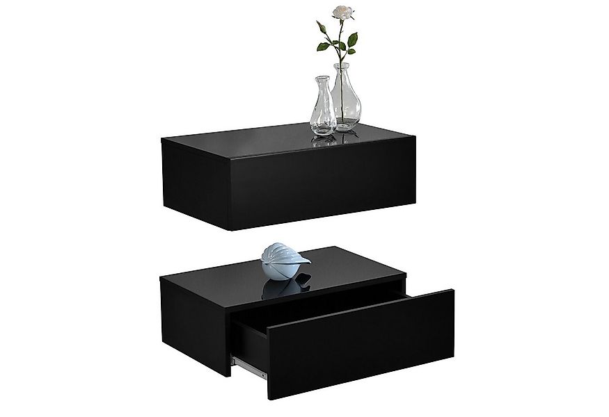 en.casa Nachtschrank »Oslo« in 2er Set mit Schublade 46x30x15cm Schwarz Hoc günstig online kaufen