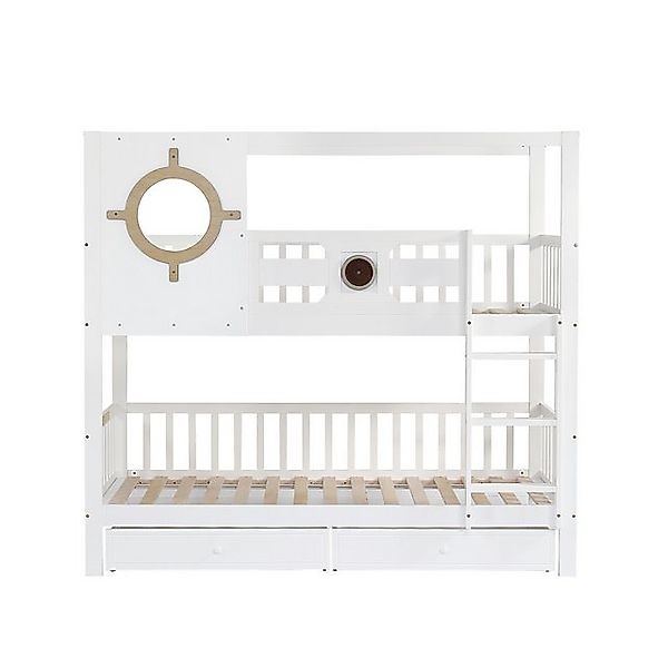 Yemaster Etagenbett Etagenbett 90x200 cm Kinderbett mit Dach & Fenster, Wei günstig online kaufen