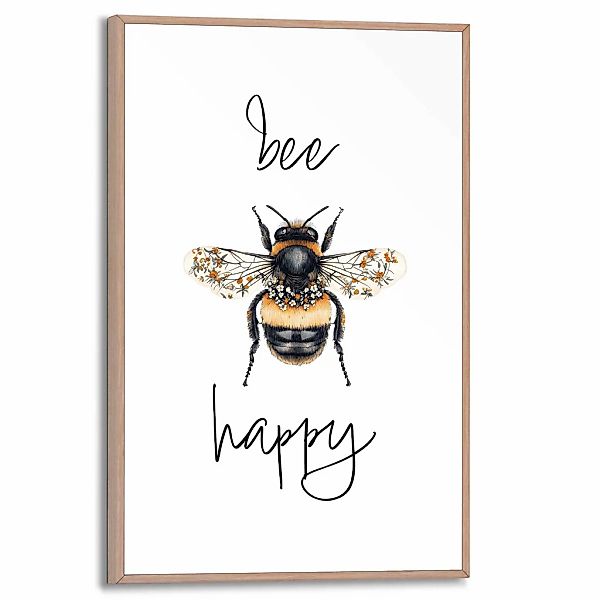 Reinders Poster "Bee Happy", Küche - Gelb - MDF - Tiere - 20x30 cm günstig online kaufen