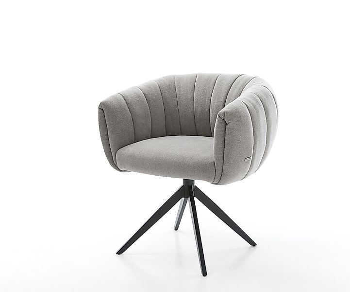 Drehstuhl Jada-Flex Strukturstoff Soft Grau Kreuzgestell breit Schwarz 360° günstig online kaufen