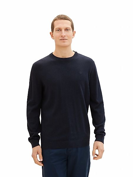 Tom Tailor Herren Rundhals Pullover BASIC CREWNECK - Relaxed Fit günstig online kaufen