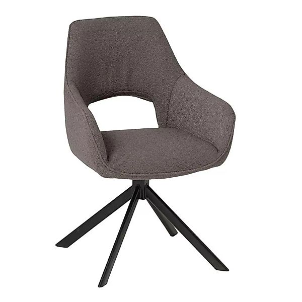 Esstisch Stühle mit Armlehnen in Grau Boucle drehbar (2er Set) günstig online kaufen