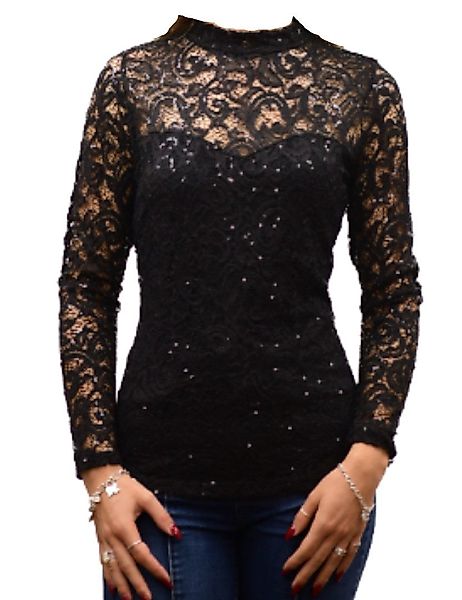 Westernlifestyle Spitzenbluse Reba schwarze Pailletten-Spitzenbluse mit günstig online kaufen