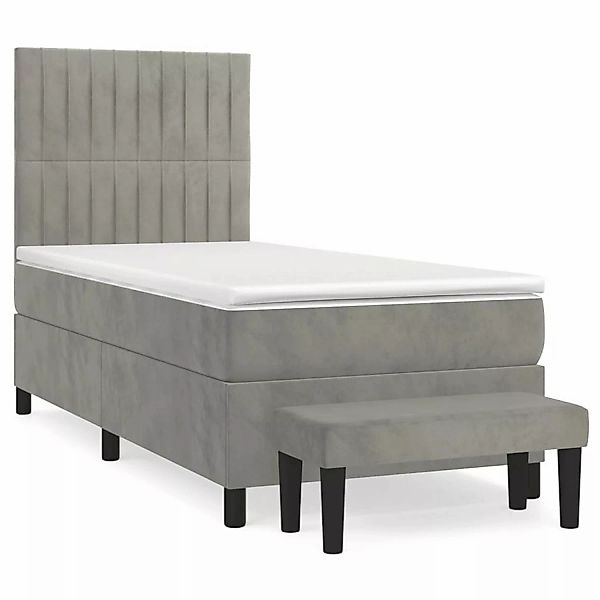 vidaXL Boxspringbett mit Matratze Hellgrau 80x200 cm Samt1357140 günstig online kaufen