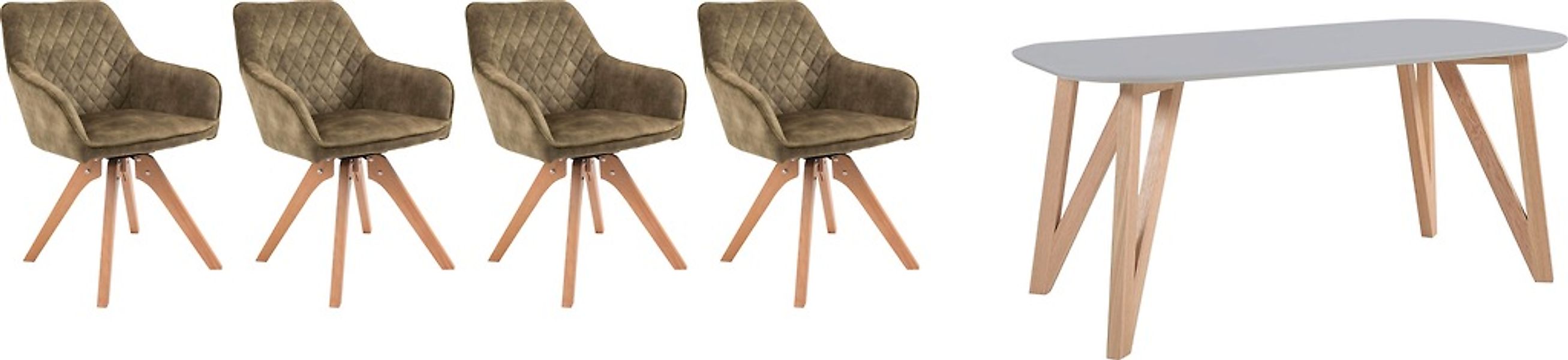 SalesFever Essgruppe "Eleganter Tisch inkl. Stühle" 5-teilige Samtverlours- günstig online kaufen