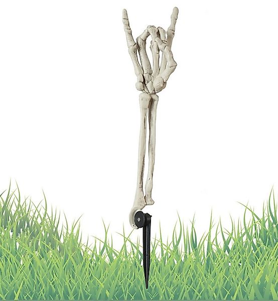 Fries Dekofigur Halloween Deko Knochen Skelett Hand mit Erdspieß Karneval, günstig online kaufen