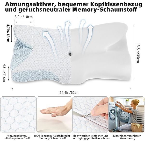LETGOSPT Kopfkissen Orthopädisches Kissen Ergonomisches Nackenstützkissen günstig online kaufen