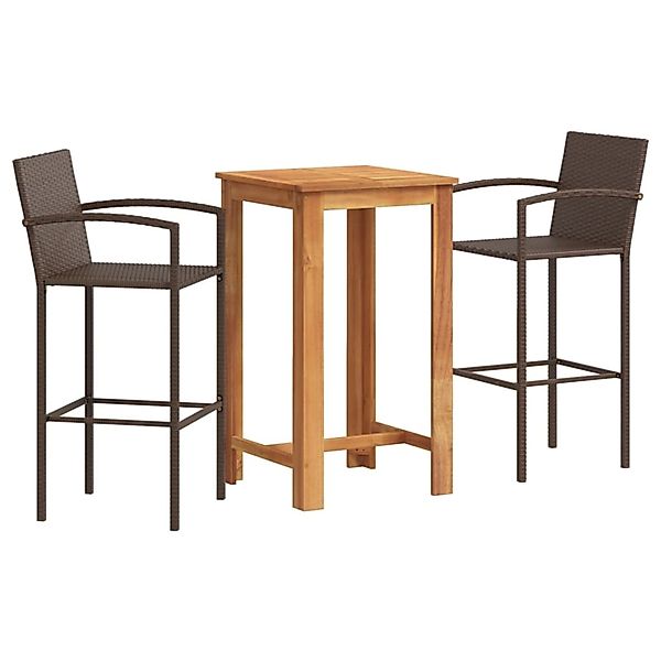 vidaXL 3-Tlg Gartenbar-Set Braun Massivholz Akazie und Poly Rattan 3295272 günstig online kaufen