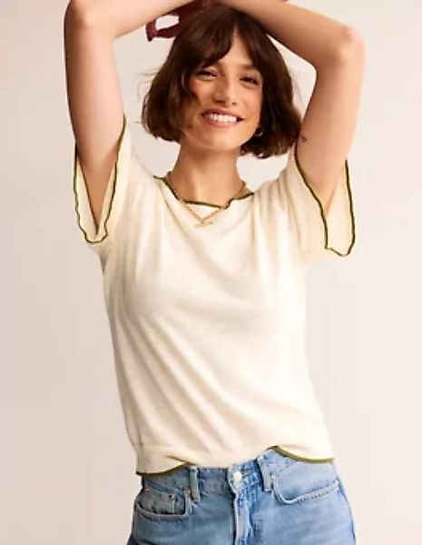Maggie Leinen-T-Shirt mit U-Boot-Ausschnitt Damen Boden, Warmes Naturweiß günstig online kaufen
