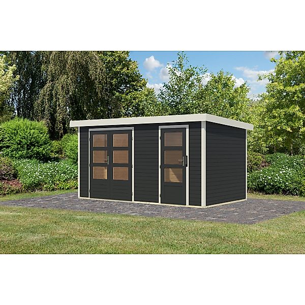 Karibu Gartenhaus Alfredo C Anthrazit/Weiß 209 x 400 x 213 cm günstig online kaufen