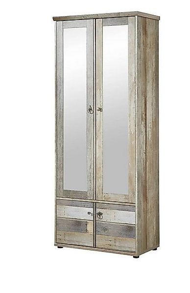 Innostyle Kleiderschrank Garderobenschrank BONANZA mit Spiegel - Driftwood günstig online kaufen